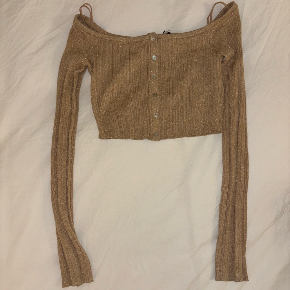 Off the shoulder crop sweater top